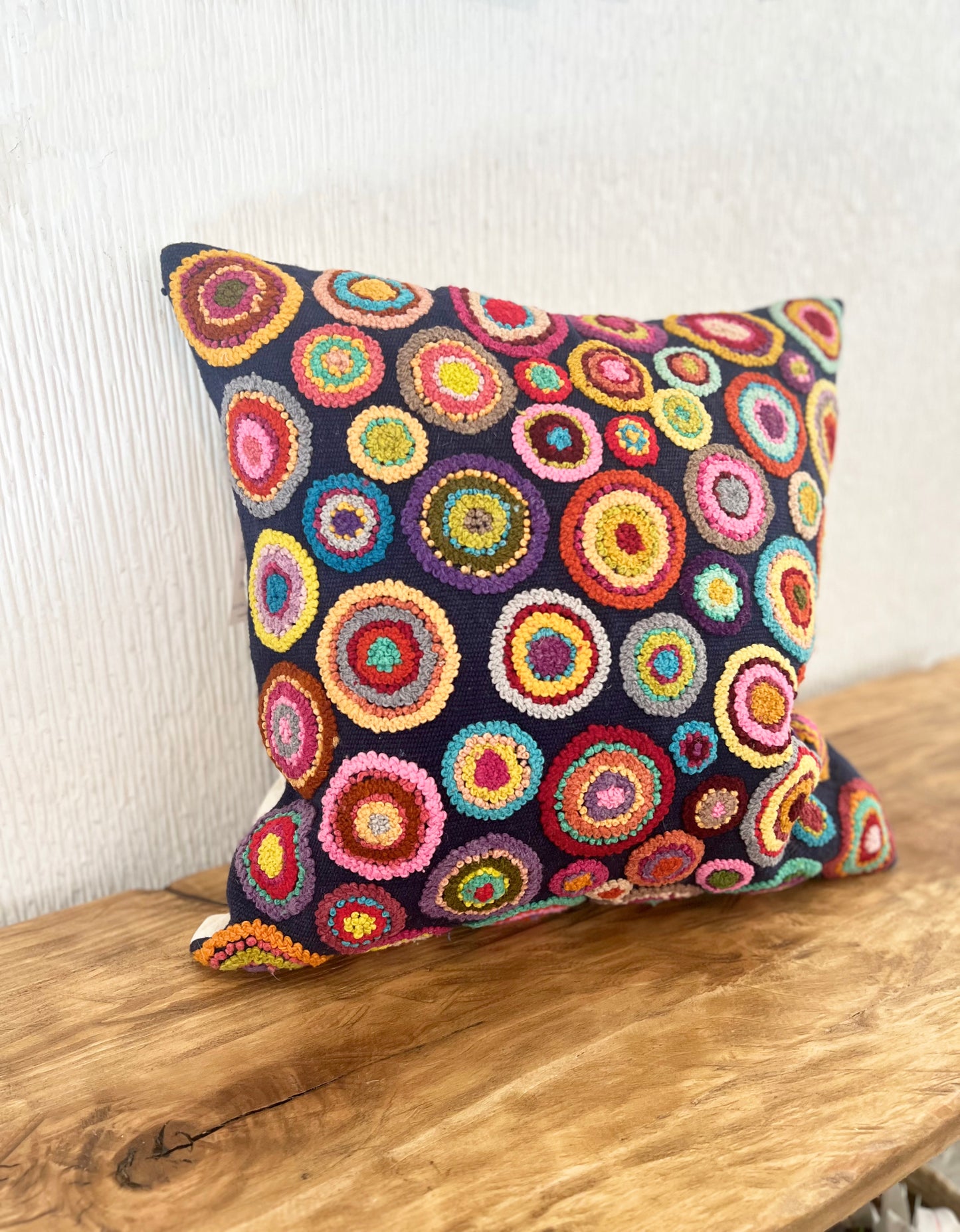 FUNDA COJÍN AYACUCHO CIRCULOS AZUL